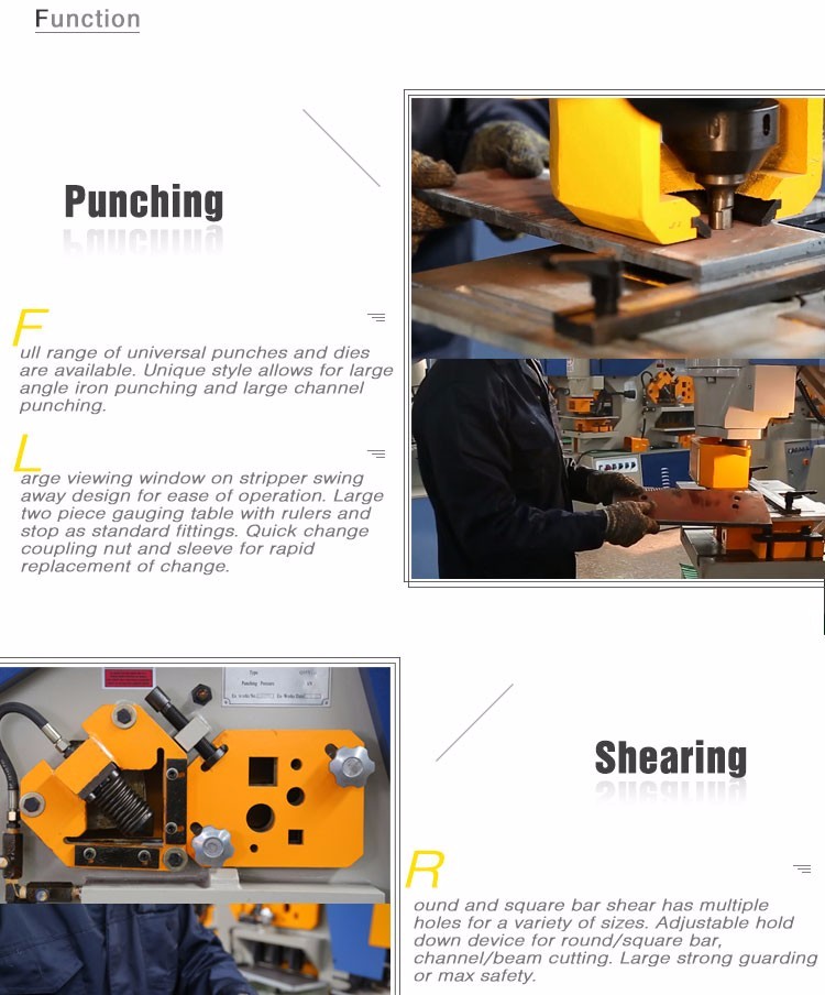 Q35y-serien multifunktionell hydraulisk järnarbetare kombinerad klipp- och stansmaskin